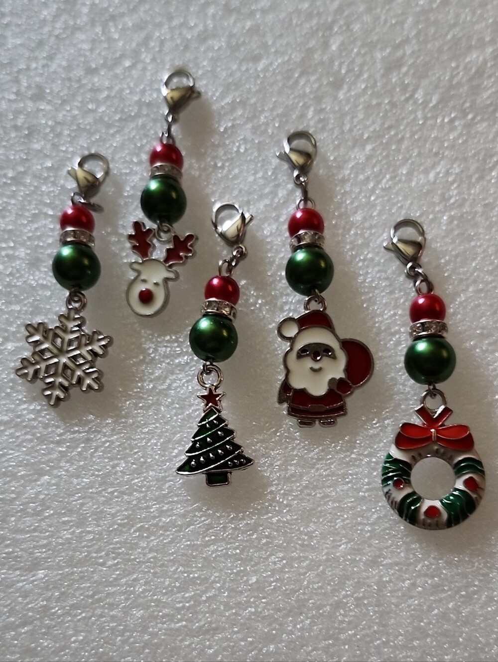 Hand Crafted Green and Red Holiday Charm Key & Card Holders